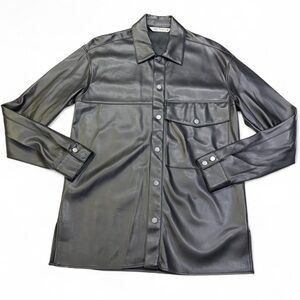 Zara Faux Leather Button Down, Size M